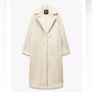 Zara Women's Cream Teddy Coat